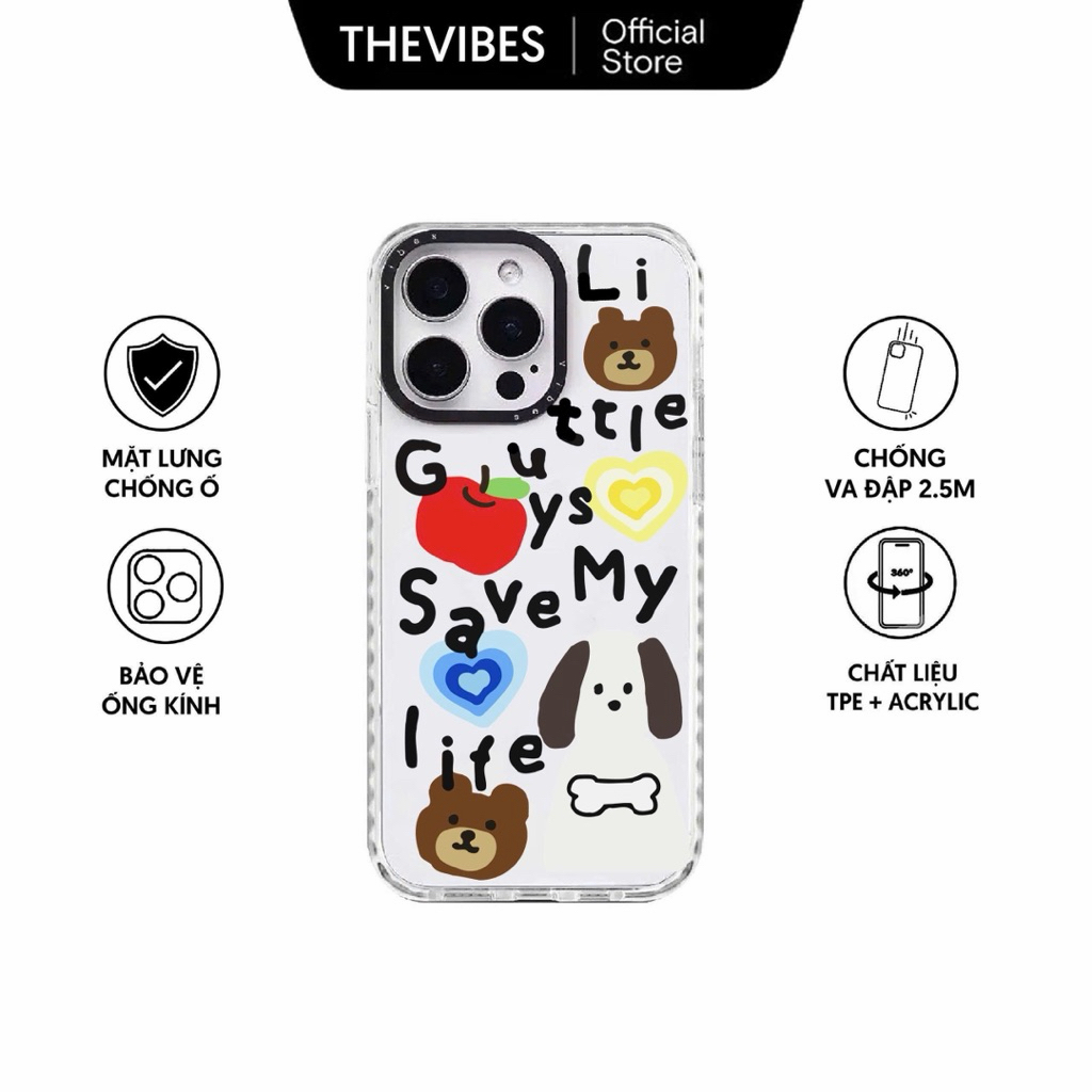 Ốp Lưng Iphone Trong Viền Trắng Chống Va Đập 2.5M THEVIBES Lưng Chống Ố Liitle Guys Save My Live