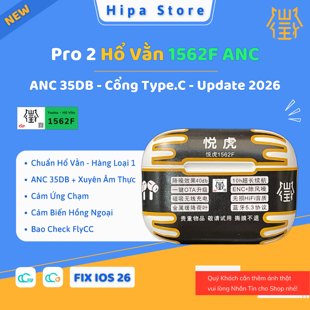 [ Pro 2 1562F ] Tai Nghe Hổ Vằn 1562F, Tai Nghe Bluetooth Pro 2 Chống Ồn ANC 35DB - Tăng Giảm Âm Lượ