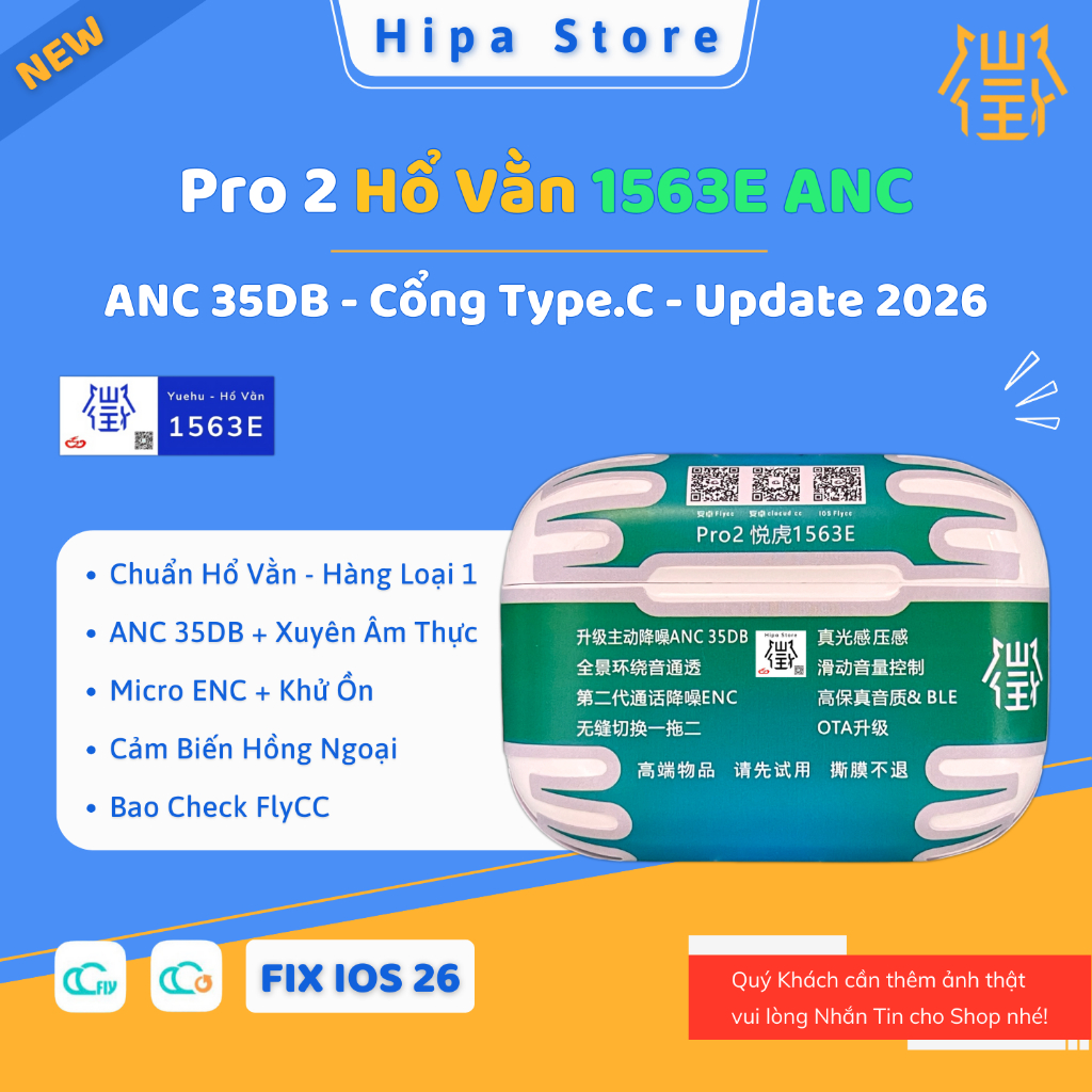 [ Pro 2 1563E ] Tai Nghe Hổ Vằn 1563E, Tai Nghe Bluetooth Pro 2 Chống Ồn ANC 35DB - Xuyên Âm HDR | H