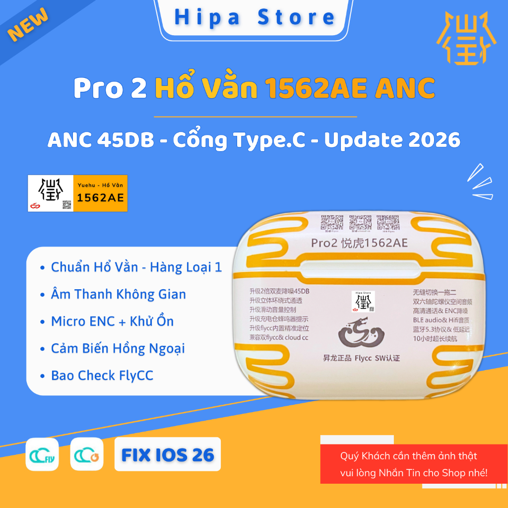 [ Pro 2 1562AE ] Tai Nghe Hổ Vằn 1562AE, Tai Nghe Bluetooth Pro 2 Chống Ồn ANC 45DB - Âm Thanh Không
