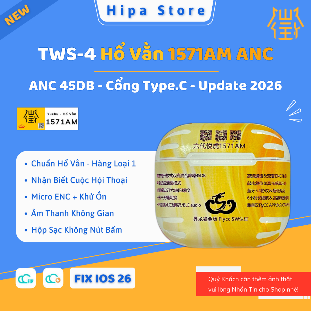 [ A4 1571AM ] Tai Nghe Hổ Vằn 1571AM, Tai Nghe Bluetooth A4 Chống Ồn ANC 45DB - Nhận Biết Cuộc Hội T