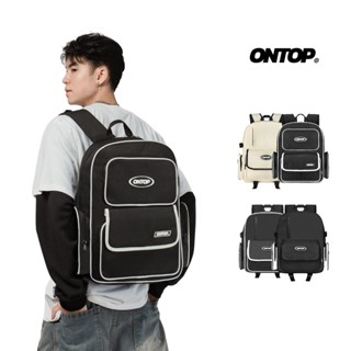 Balo vải canvas nam nữ nhiều ngăn ONTOP đựng vừa laptop 15.6inch màu đen, kem local brand BW Backpack | O-P16 & O-P36