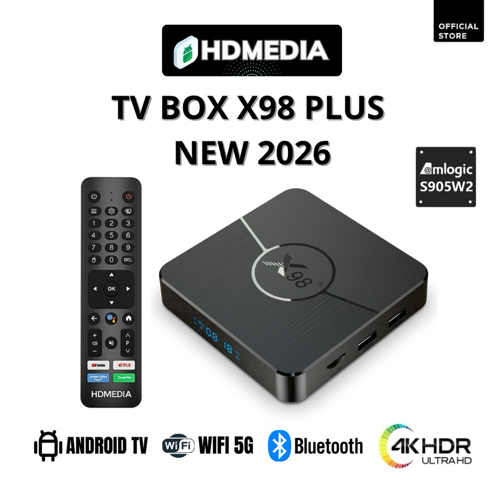 TV BOX HDMEDIA X98 PLUS NEW 2026 CHIP AMLOGIC S905W2 BẢO HÀNH CHÍNH HÃNG 1 NĂM | CÀI SẴN APP TRUYỀN 