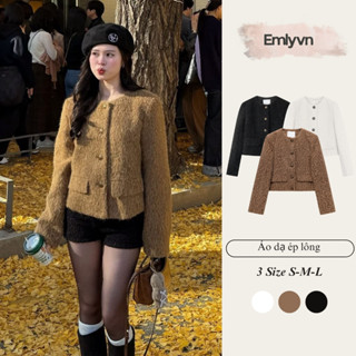  EMLYvn - Áo Khoác Dạ Ép Lông Nữ Cao Cấp Áo Dạ Nữ Mùa Thu Đông Sang Chảnh Hàn Quốc 
