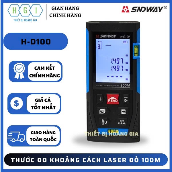 Thước Đo Khoảng Cách Laser SNDWay H-D100 - Máy Đo Điện Tử Chính Xác 2mm, Phạm Vi 0.05-100m, IP54