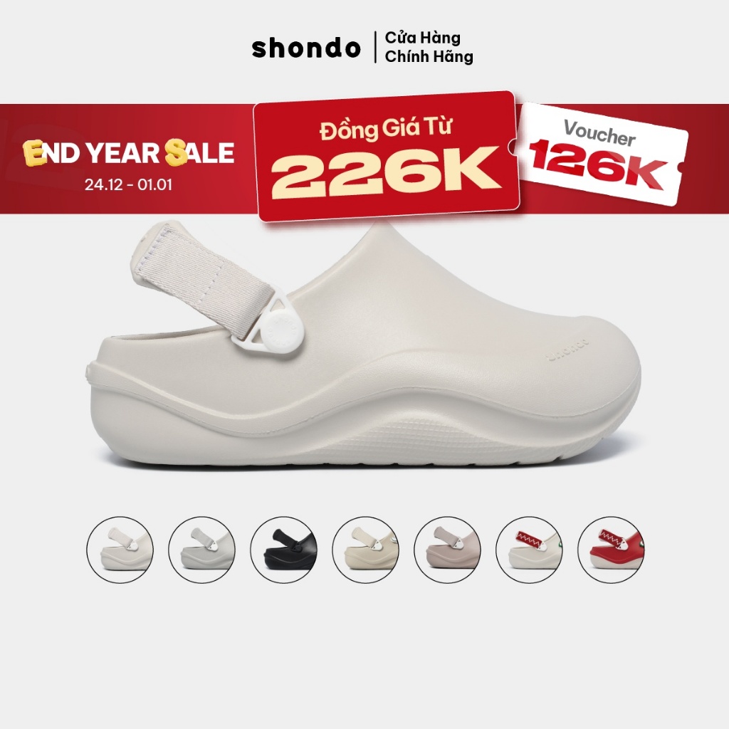  Giày Clog Nam Nữ Suke Thoải Mái Sục Nhựa Đúc Đi Mưa Shondo Nhiều Màu 