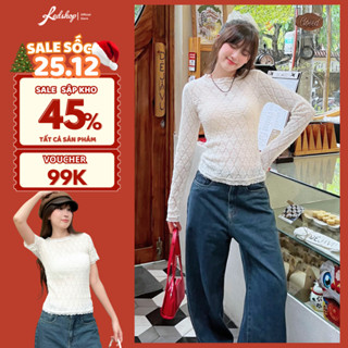  Áo Ren Lưới Giữ Nhiệt Cổ Tròn Áo Ren Tay Dài Dáng Ôm Mặc Trong Tiểu Thư Hàn Quốc 305001 