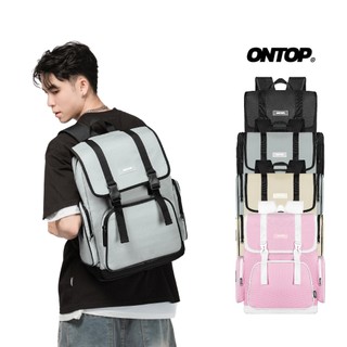 Balo canvas nắp gập local brand ONTOP đựng vừa laptop 15.6inch màu đen, xám, kem, hồng Mili Backpack | O-P34