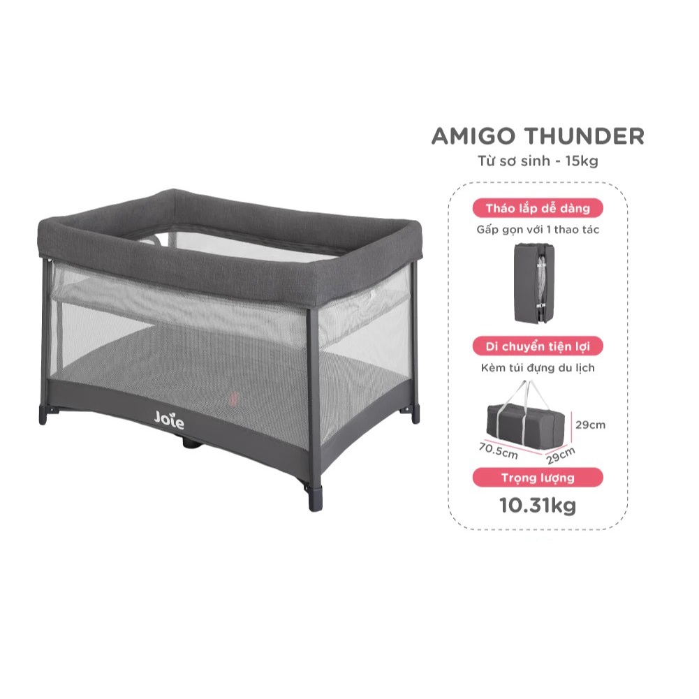 Giường cũi cho bé Joie Amigo & Amigo 120 Vanilla gấp gọn dành cho bé sơ sinh đến 15kg