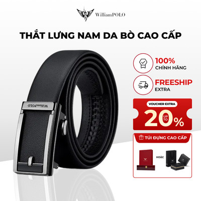 Thắt lưng nam cao cấp WILLIAMPOLO chính hãng chất liệu da khoá tự động sang trọng  P24PD215