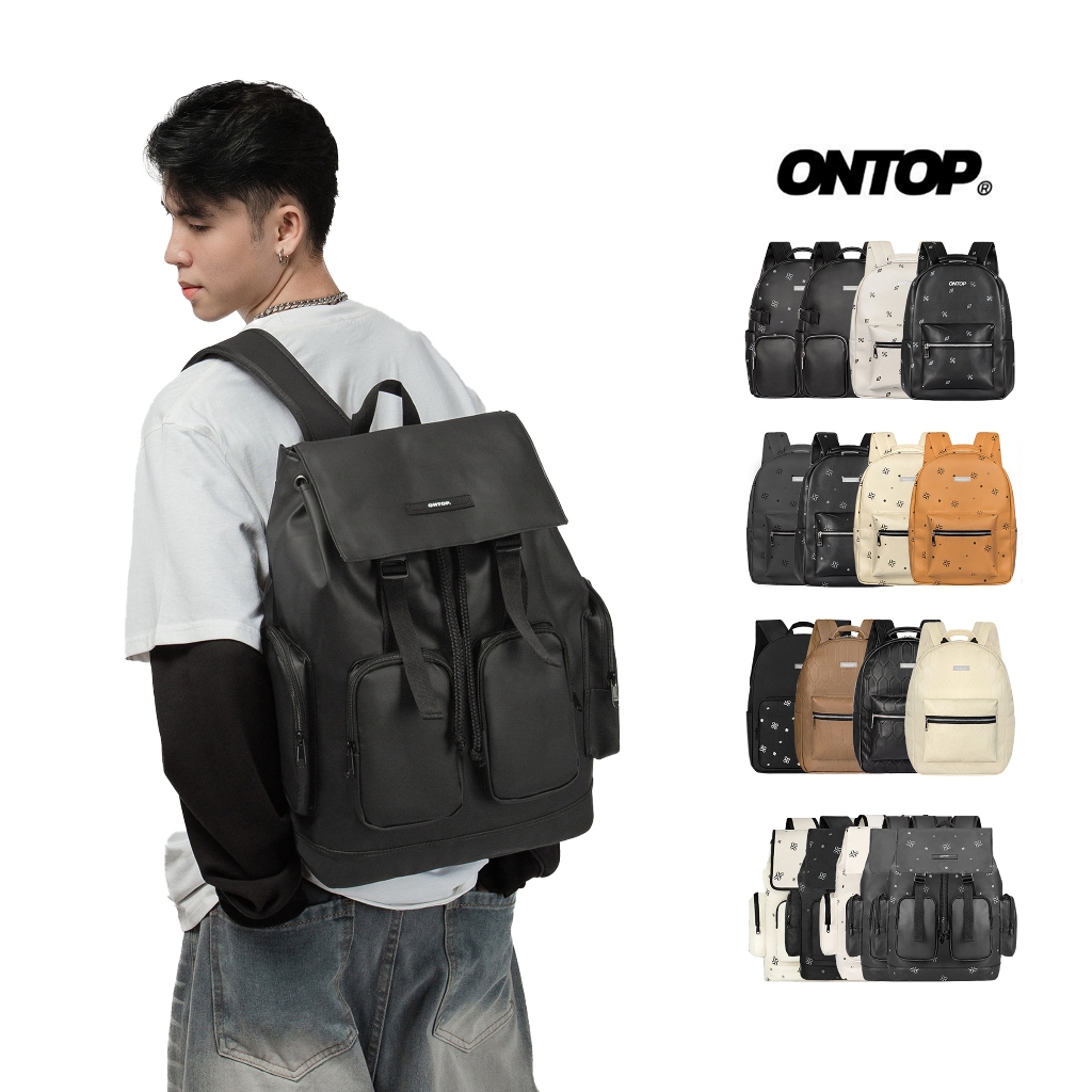 Balo đi học local brand nam nữ ONTOP chất da và canvas nhiều màu đa ngăn, chống nước Level Backpack
