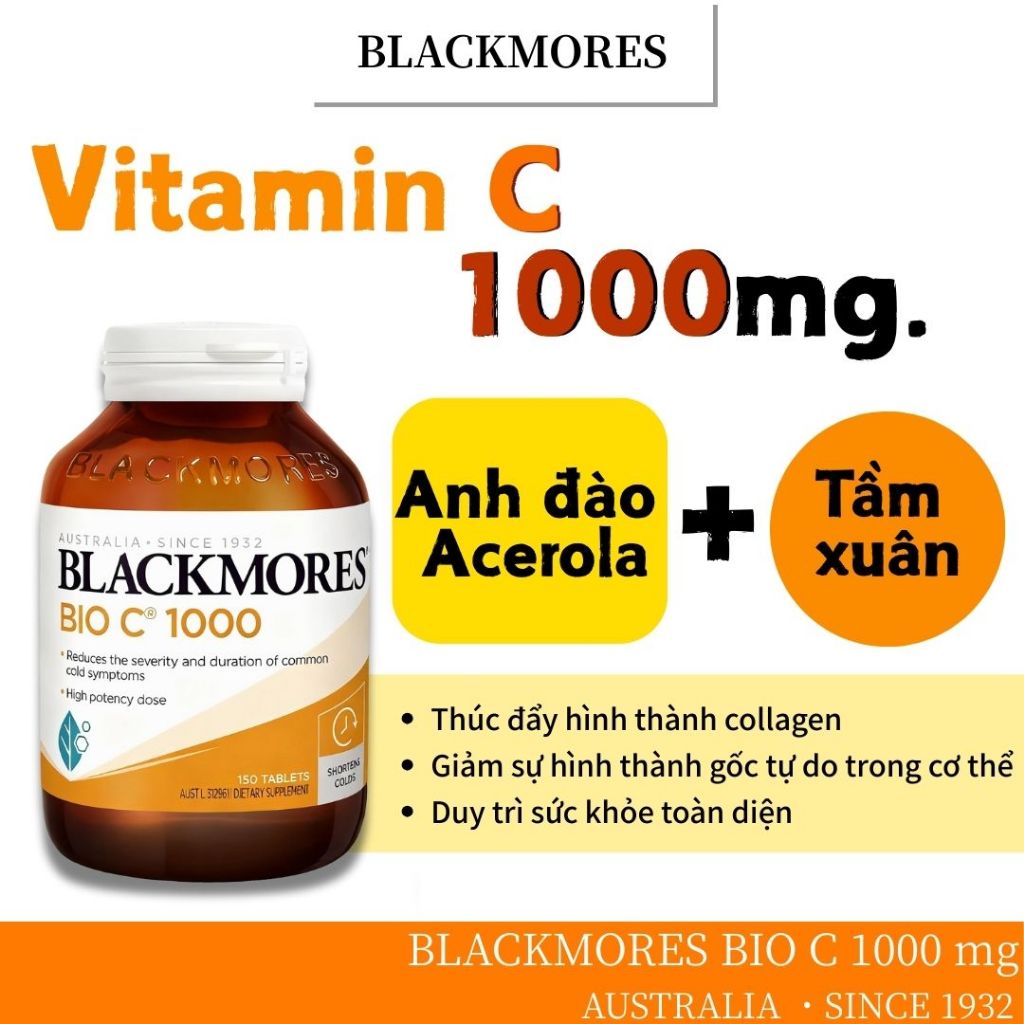 Viên Uống Vitamin C Blackmores Bio C 1000mg (150 Viên) Tăng Cường Sức Đề Kháng | ONFIT