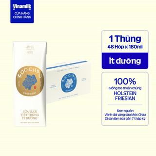  Thùng 48 Hộp Sữa Tươi Tiệt Trùng Mộc Châu Creamery 180ml - Lốc 4 Hộp 180ml 