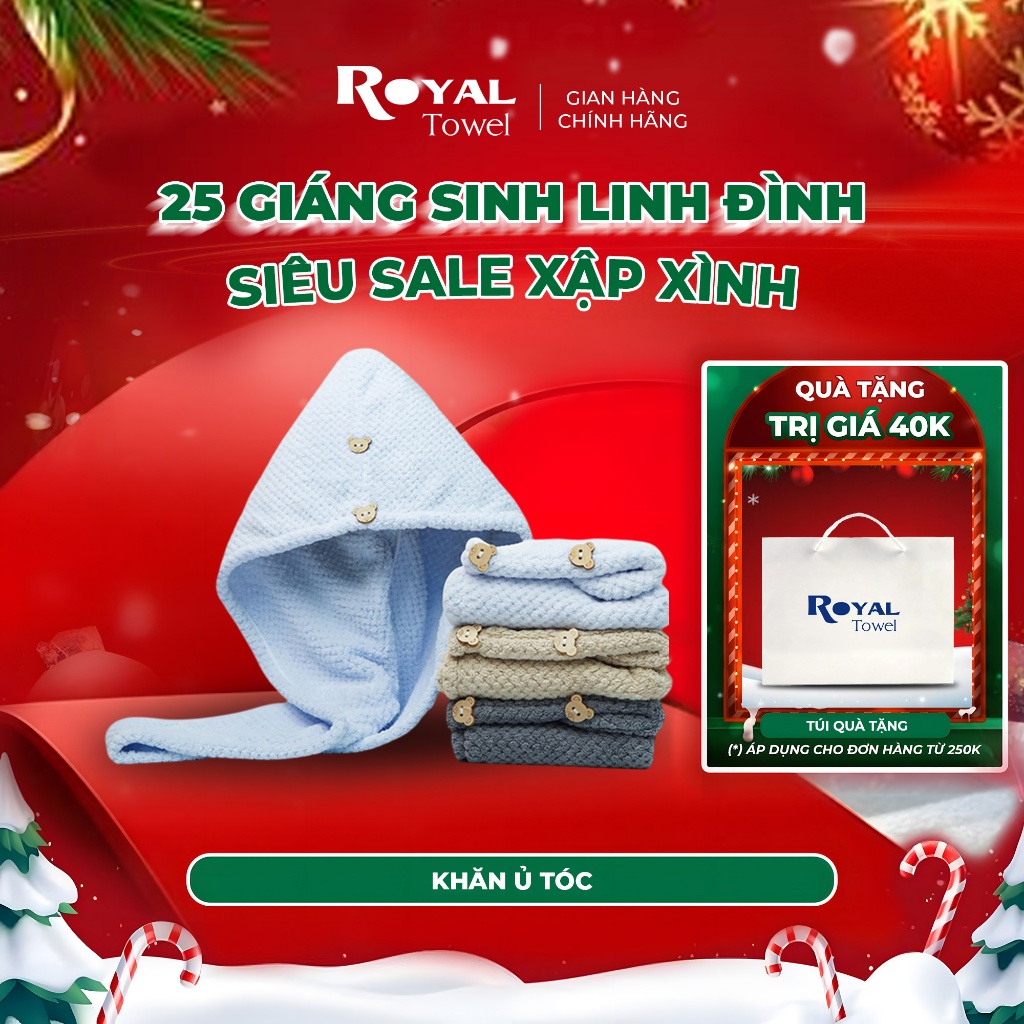 Khăn Quấn Tóc Ủ Tóc Royal Towel, Khăn Gội Đầu, Trùm Đầu Đa Năng Chất Microfiber Mềm Mại Siêu Thấm Hút