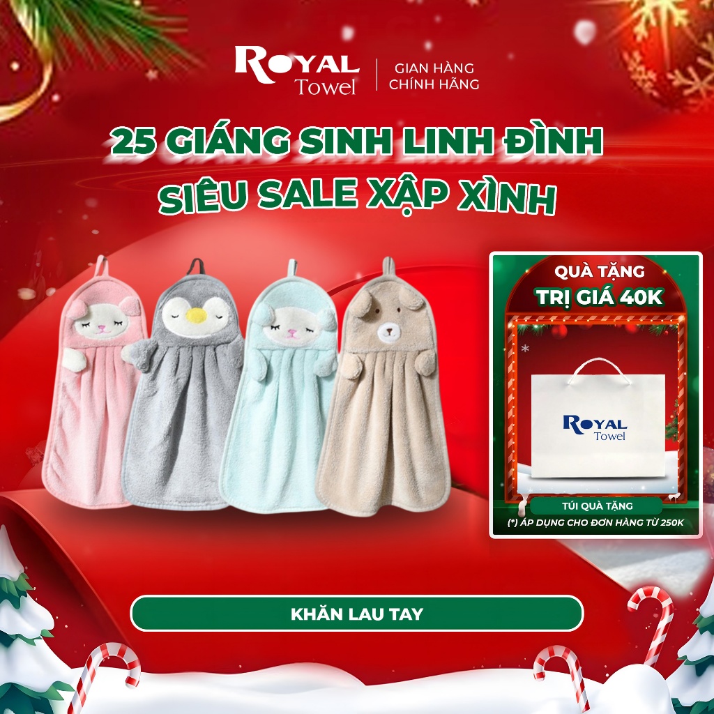 Khăn Lau Tay Nhà Bếp Phòng Tắm Treo Tường Royal Towel Thấm Hút Nhanh, Có Móc Treo Tiện Lợi