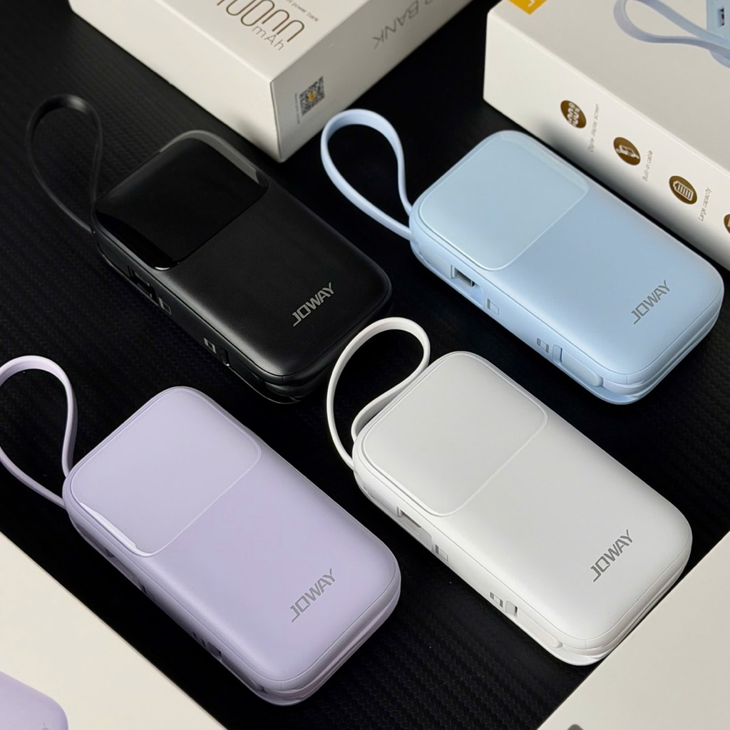 Pin dự phòng Tích Điện JOWAY JP325 Sạc Nhanh PD20W & 22.5W 10000mAh kèm 2 Cáp Type C - Lightning - A