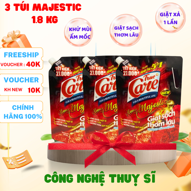 Combo 3 túi 1.8kg Nước giặt xả True Care ,Mr Care 1.8Kg (5kg4) 5in1 Majsetic đỏ.