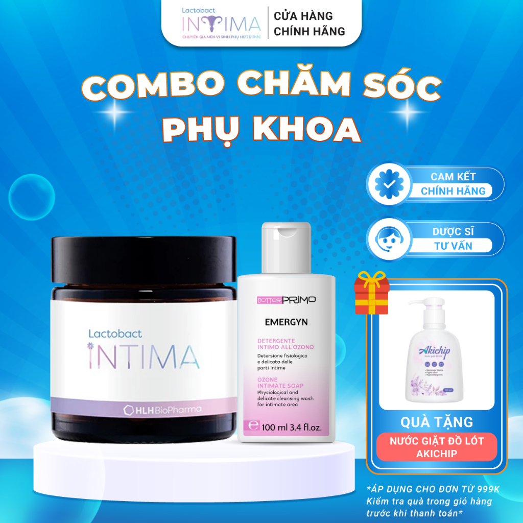 Combo Viêm Phụ Khoa Lactobact Intima + Dung Dịch Vệ Sinh Emergyn Giúp Giảm Viêm Ngứa & Nấm Candida
