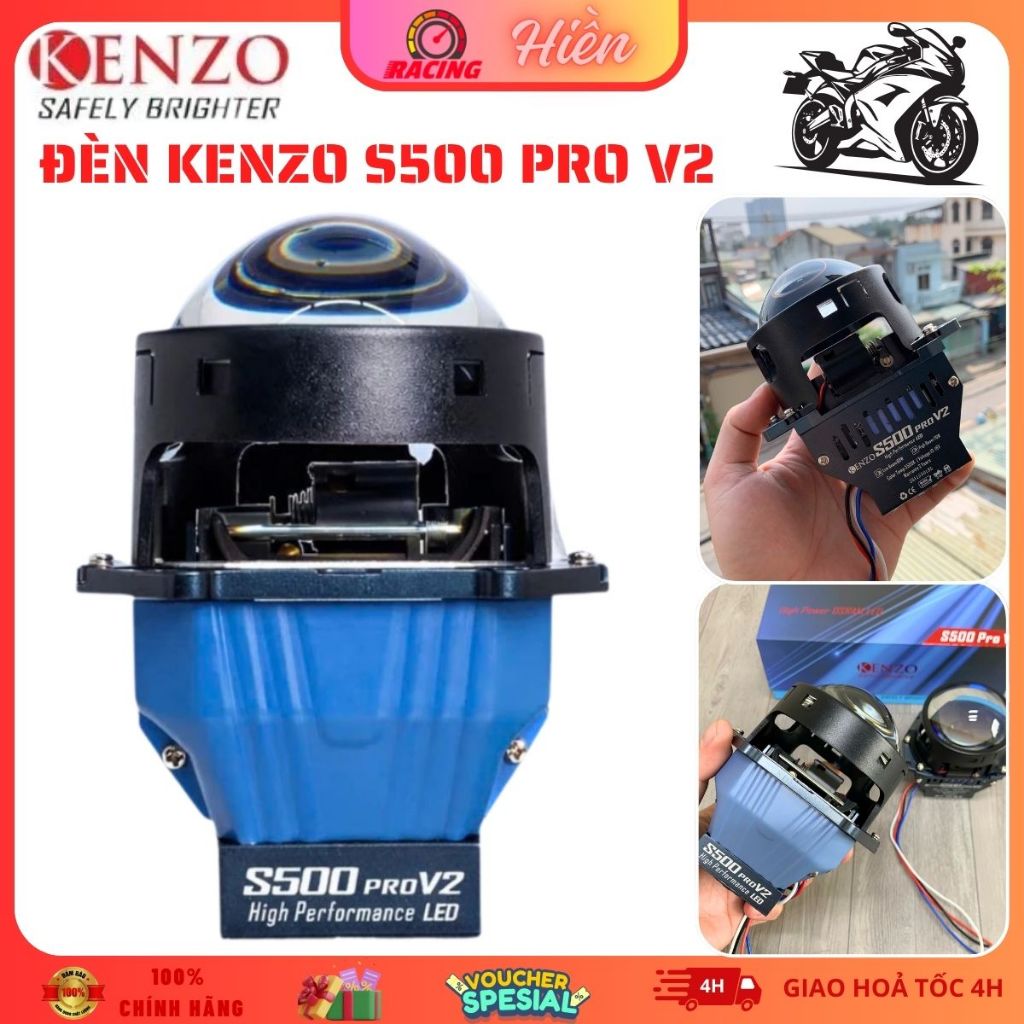 S500 Pro V2, Đèn Bi Cầu Kenzo S500 Pro Ver 2  60W Siêu Sáng, Nhiệt Màu 5500K - BH 2 Năm