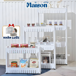 Kệ Khe Hẹp 3–4 Tầng Có Bánh Xe MAISON Kệ Đựng Đồ Đa Năng Tận Dụng Khe Góc Nhỏ Nhà Bếp – Phòng Tắm, Tiết Kiệm Không Gian