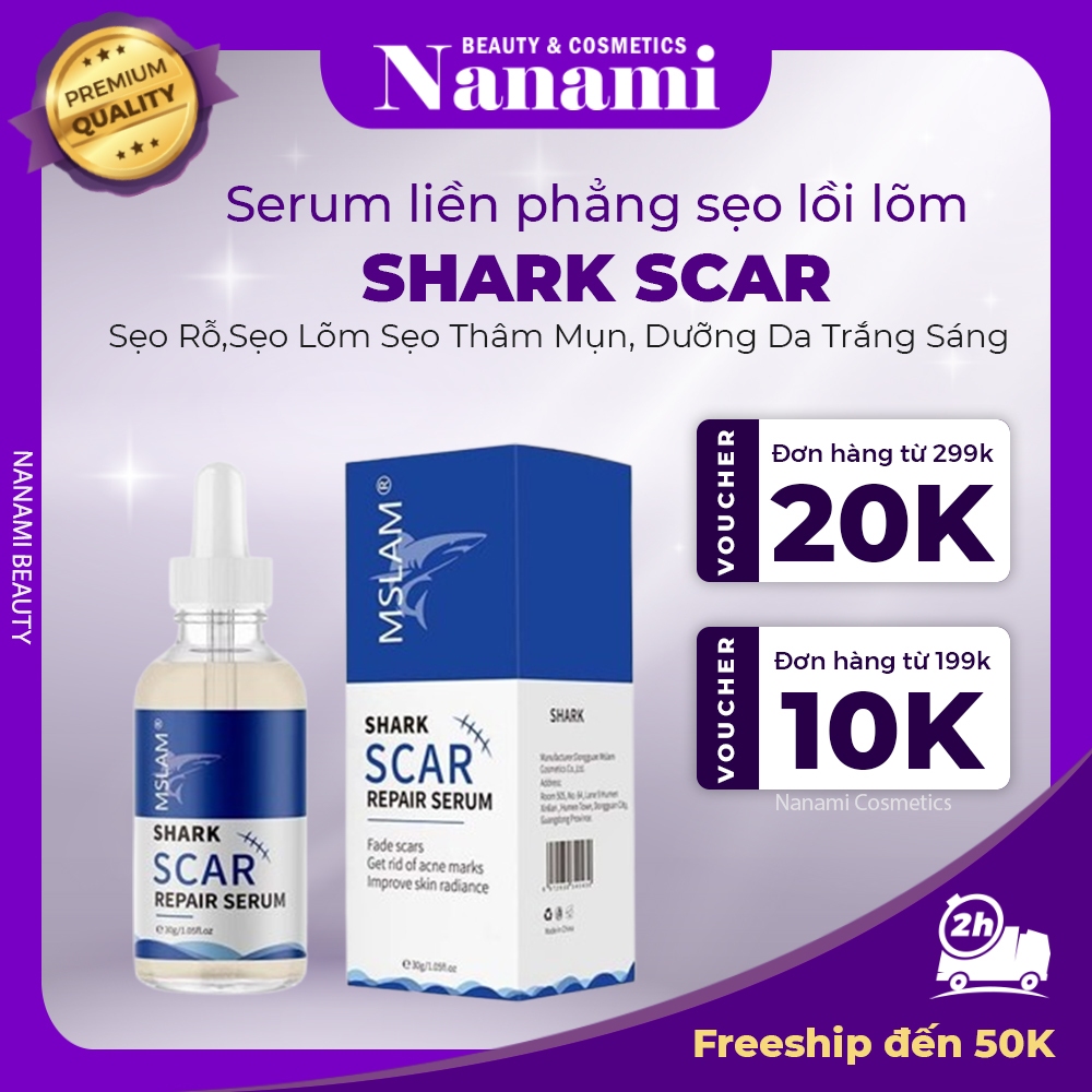 Serum Liền Phẳng Sẹo Shark Scar Repair - Tinh Chất Shark Scar Sẹo Rỗ,Sẹo Lõm Sẹo Thâm Mụn, Dưỡng Da 