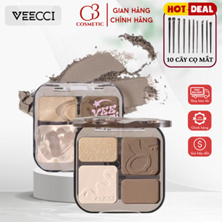  Bảng phấn tạo khối VEECCI bắt sáng highlight 4 màu tự nhiên lâu trôi chống nước có tích hợp má hồng G3COSMETICS 