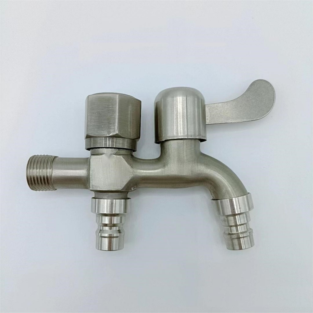 Vòi Nước Thép Không Gỉ 304 Chia 2 Đầu Ra Độc Lập Tiện Dụng - Vòi Nước 2 Đầu Cho Máy Giặt Chia Nước T