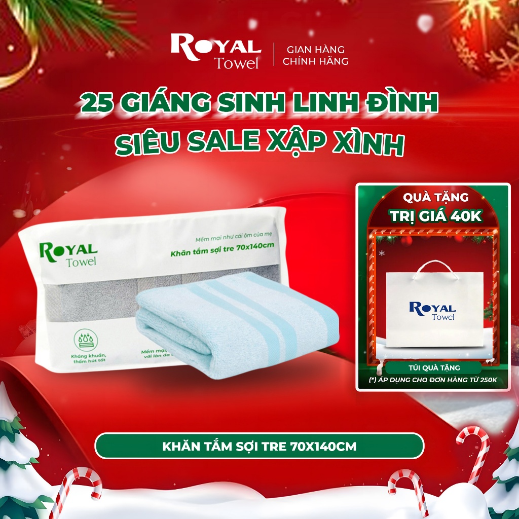 Khăn tắm sợi tre Royal Towel 70x140cm thấm hút tốt, không đổ lông, không ra màu, mềm mại với da