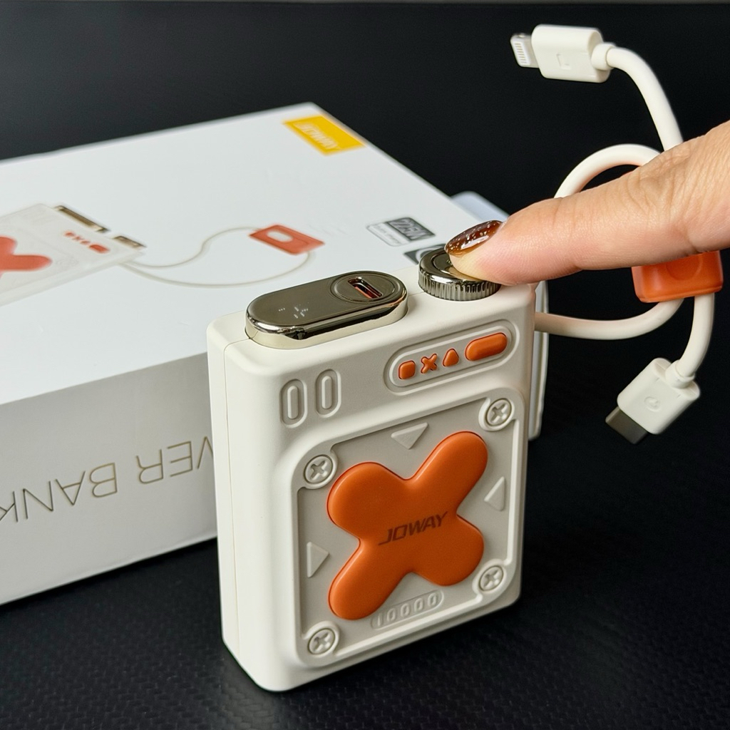 Pin Dự Phòng Tích Điện JOWAY JP520 10000mAh Vintage Siêu nhỏ gọn độc đáo - Kèm 2 cáp sạc cực tiện - 