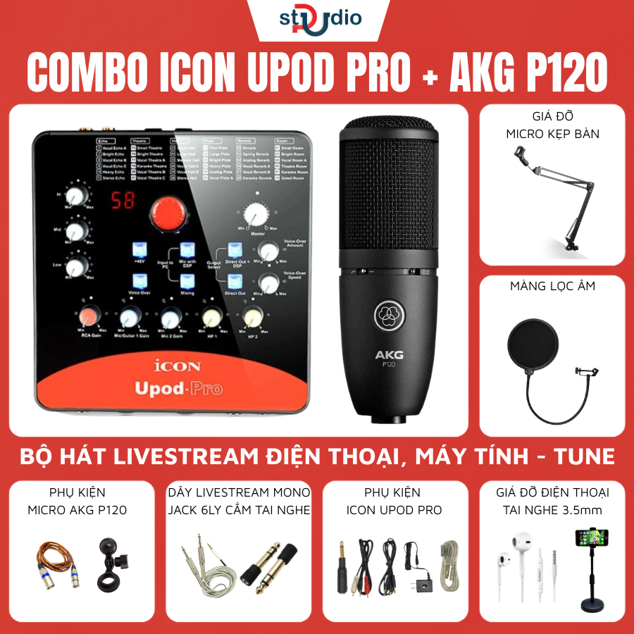 Bộ livestream Icon Upod Pro - Micro thu âm AKG P120