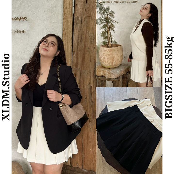 [ XLDM STUDIO ] Chân váy xếp ly thiết kế BIGSIZE có quần bảo hộ ( Bunnie skirt )