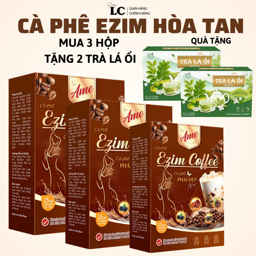 COMBO 3 hộp vị Cafe giảm cân EZIM COFFEE, giảm mỡ bụng, giảm béo/Tặng QUÀ