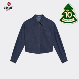  Áo Sơ Mi Nữ GENVIET JEANS Chất Liệu Bò Giấy Mềm Mại Dáng Croptop Thiết Kế Basic TA1229J08956 