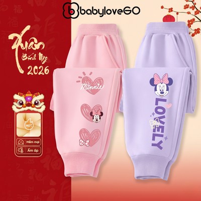 Quần dài bé gái BabyloveGO quần nỉ thu đông cho bé cạp chun bo gấu phong cách Hàn Quốc