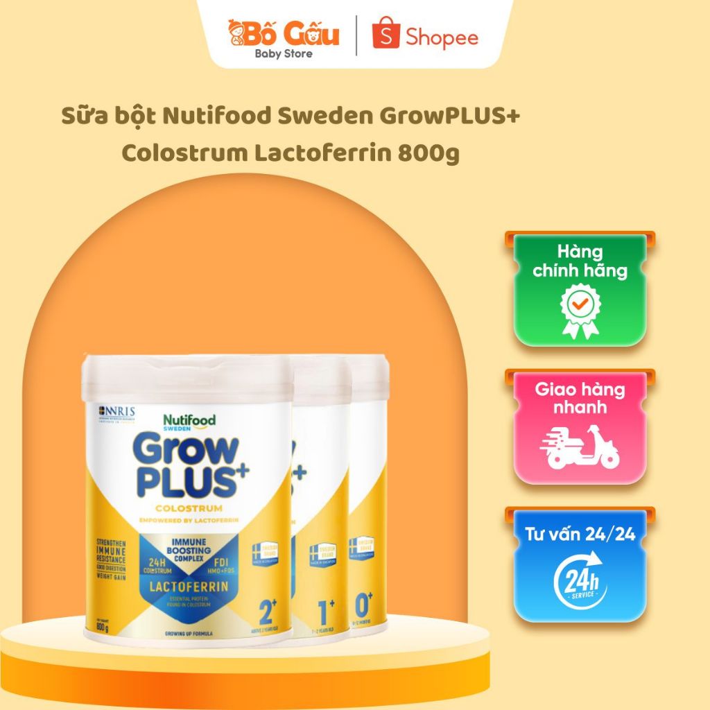 Sữa bột Nutifood Sweden GrowPLUS+ Colostrum Lactoferrin 800g