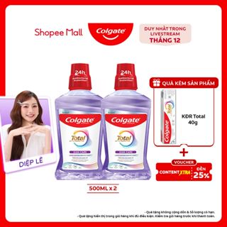   Livestream  Bộ 2 nước súc miệng Colgate Plax diệt khuẩn không cồn 