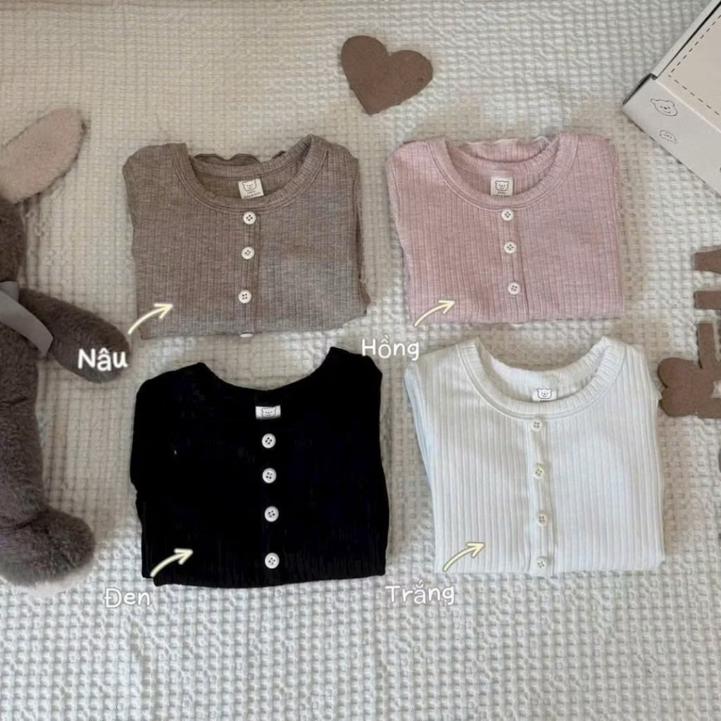Đồ bộ dài tay thu đông thun tăm tàu cho bé trai bé gái,in hình gấu Hani Xiang 6-16kg