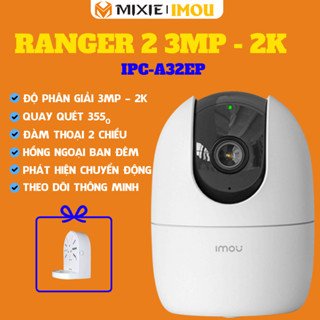 ( TẶNG CHÂN ĐẾ) Camera Imou IP Wifi Ranger 2 3MP - A32EP-L | Phát hiện và Cảnh báo chuyển động, Đàm thoại, Quay 360 độ