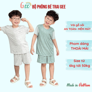 Bộ cộc tay bé trai Gee chất liệu vải gỗ sồi mềm mát an toàn với da thấm hút mồ hôi co giãn thoải mái