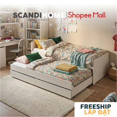 VENUS, Giường ngủ đơn kèm Giường ngủ mở rộng BED_006, 107x203x78cm, Giường ngủ gỗ Scandi Home