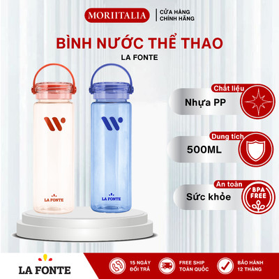 Bình Nước Thể Thao La Fonte 500ml Có Quai Xách – Nhựa PC Bền Nhẹ – Màu Xanh/Hồng Cam
