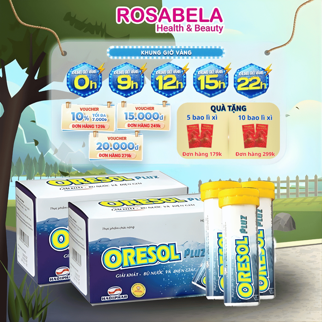 Combo 5 tuýp viên sủi Oresol Pluz tăng cường sức đề kháng, giải khát, bù nước và điện giải (10 viên/