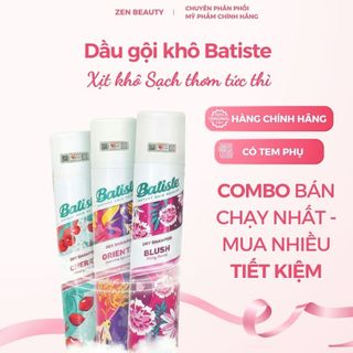 Dầu gội khô Batiste 200ml giảm bết dầu, phồng tóc nhanh chính hãng