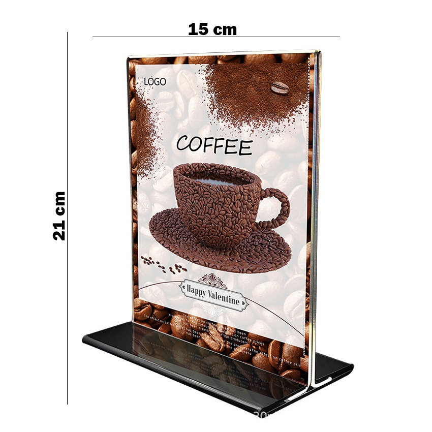 Bảng Menu Mica Để Bàn Đế Đen Dọc Size A6, Menu Mã QR Code Mica, Menu Quán Cafe Nhà Hàng