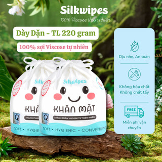   Vải dày LOẠI 1  02 Khăn mặt khô SILKWIPES 100% sợi Tự nhiên khăn lau mặt dùng 1 lần khăn dùng khô dùng ướt 