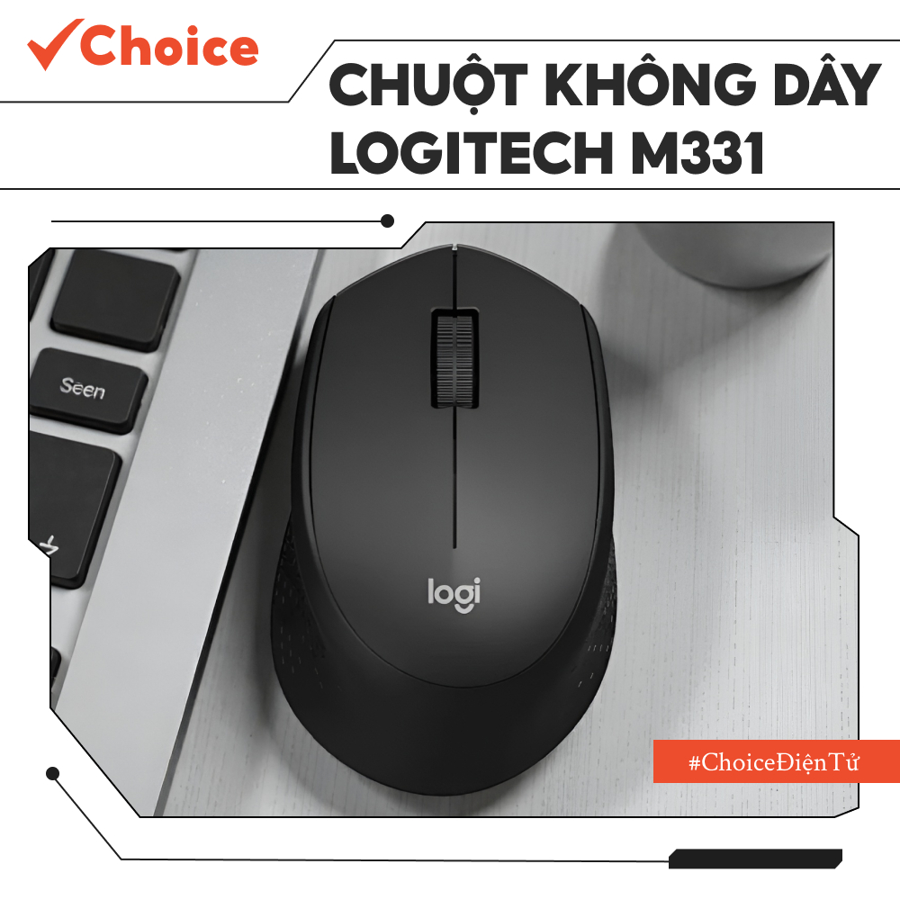 [Choice] Chuột Không Dây Logitech M331 Silent Plus EL1-1469-26 Kết Nối Bluetooth, Màu Đen