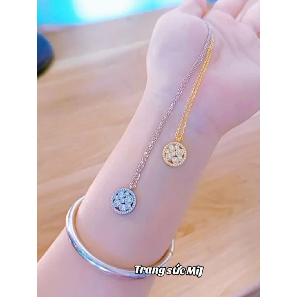 Dây Chuyền TiTan Nữ Không Đen Gỉ Mặt Hoa Xoàn Lấp Lánh_Màu Trắng/Vàng