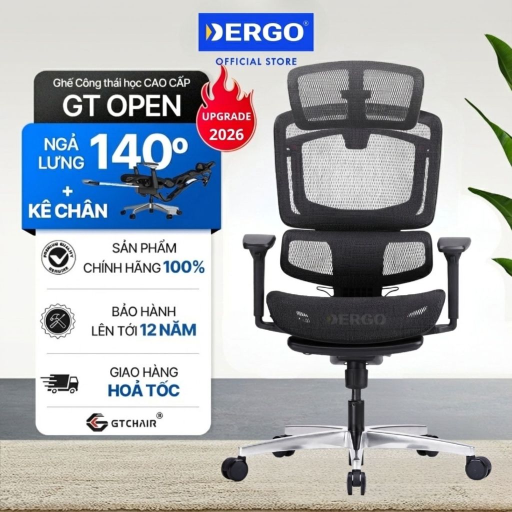 Ghế Công thái học Ergonomic GT Open (with Footrest)