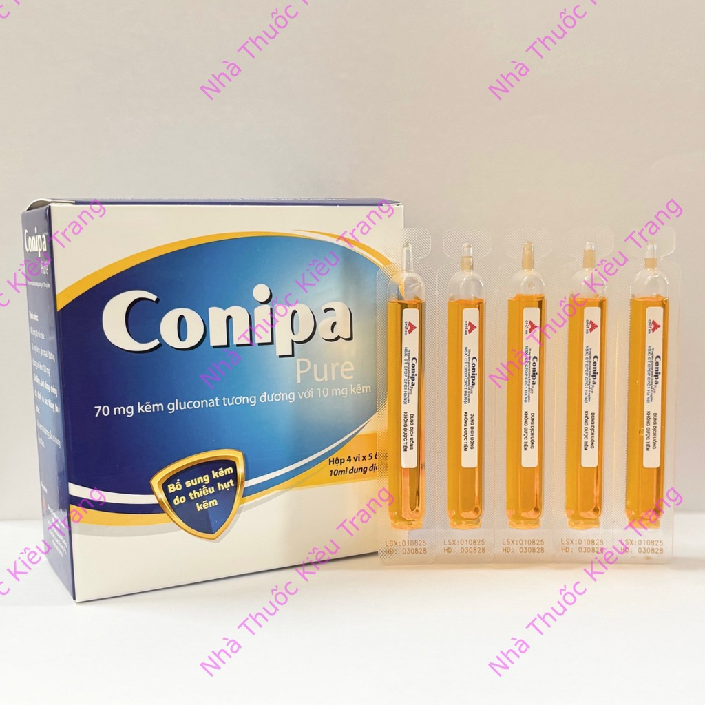 Conipa pure 10ml, bổ sung kẽm, tăng cường sức đề kháng - Hộp 20 ống [Mẫu y hình, Ko phải TPCN]