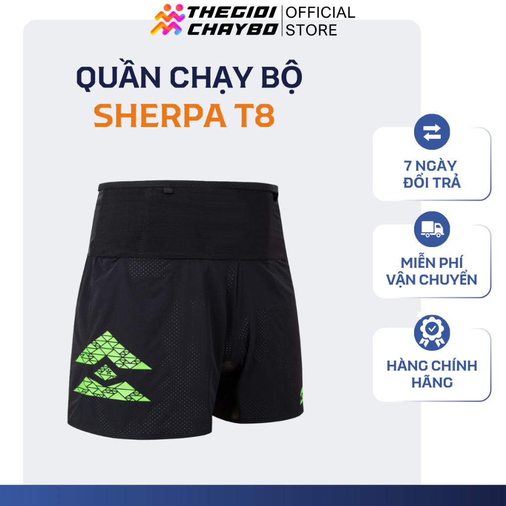 Quần Short Chạy Bộ Nam T8 AB Nutrition Custom Sherpa– Co Giãn 4 Chiều, Đai Đựng Điện Thoại